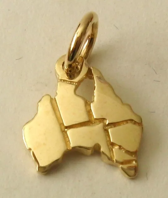 GENUINE SOLID 9K 9ct Yellow GOLD AUSTRALIA MAP HOLIDAY Charm/Pendant