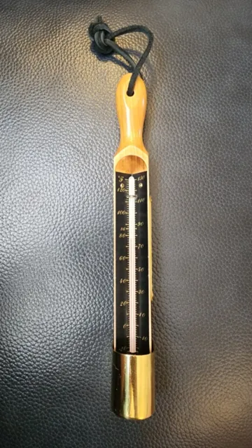 Vintage JACK DANIELS Distiller's Thermometer Cedar Wood And Brass
