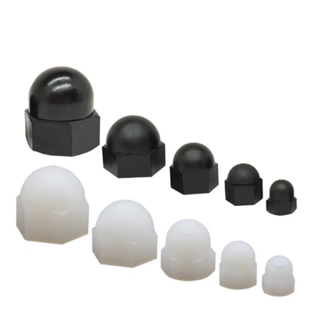 Black White Nylon Plastic Hex Cap Nut Hex Acorn Nut M3 M4 M5 M6 M8 M10 M12
