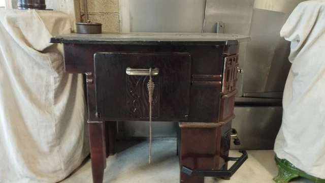 Poêle Godin 2123 Ancien - Fonte Et Acier, Noir/nickelé (années 30, Restauré)