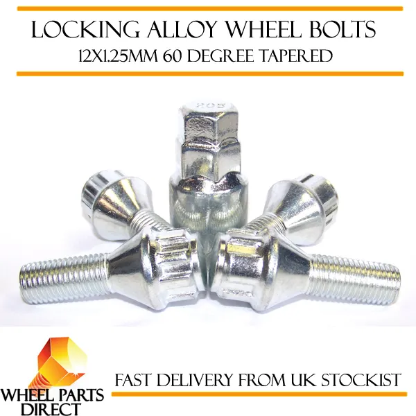 Locking Wheel Bolts 12x1.25 Nuts Tapered for Peugeot 307 01-08