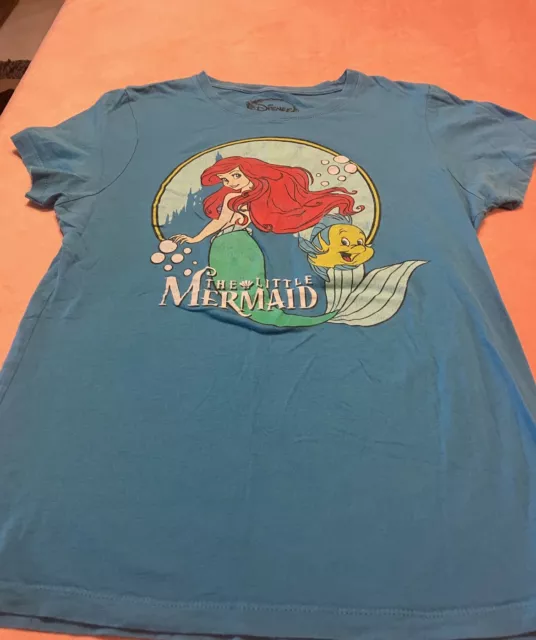 Juniors Girls The little Mermaid Vintage Disney Ariel T Shirt Blue Large C