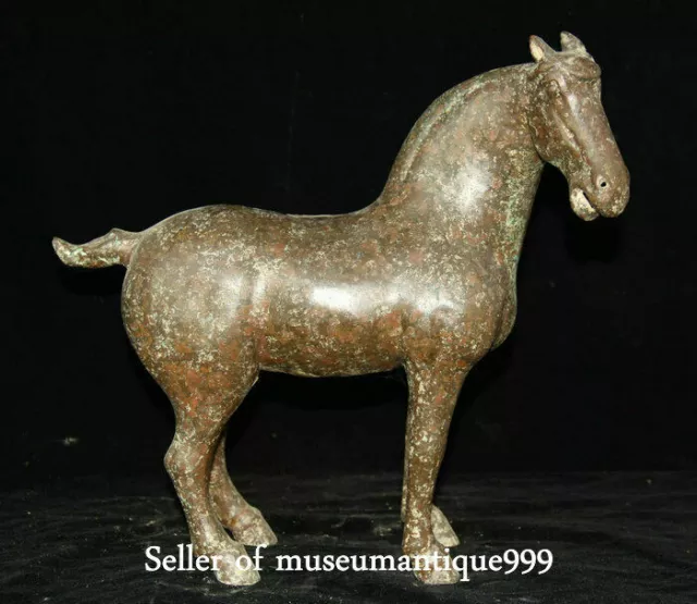 12" Old Chinese Bronze Ware Dynasty Feng Shui Horse Animal Statue Sculpture