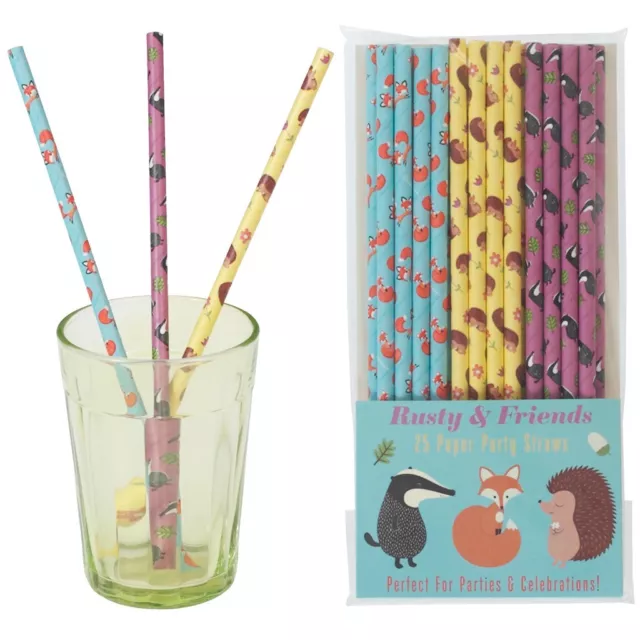 dotcomgiftshop PACK 25 SCHOOL MILK RUSTY AND FRIENDS PAPER PARTY DRINKING STRAWS