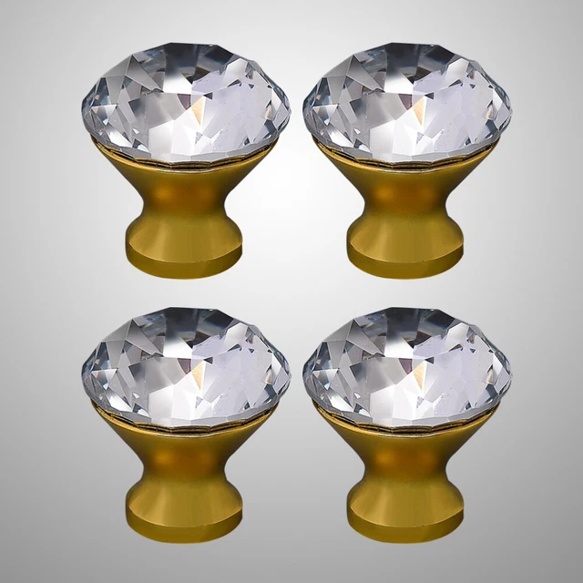 4 PCS Crystal Glass Knobs Handle Zinc Alloy Drawer Knobs Glass Door Handle