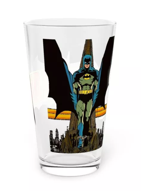 Batman Pint Glass, 16oz - Bronze Age DC Comics - George Perez Postcard Art