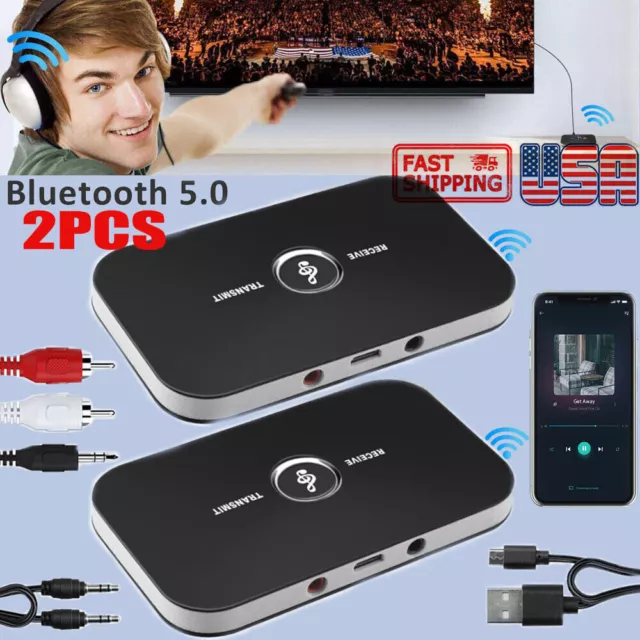 2in1 Bluetooth Transmitter & Receiver Wireless Adapter For Home Stereos/Speakers