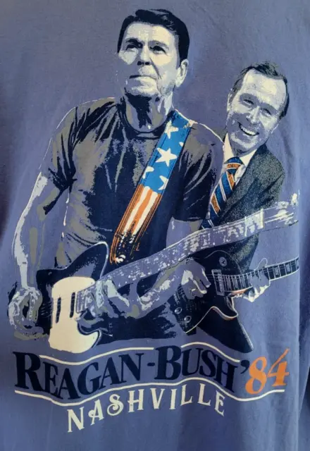 Reagan Bush '84 Nashville Mens 2X US Presidential Guitar Country Music T-Shirt