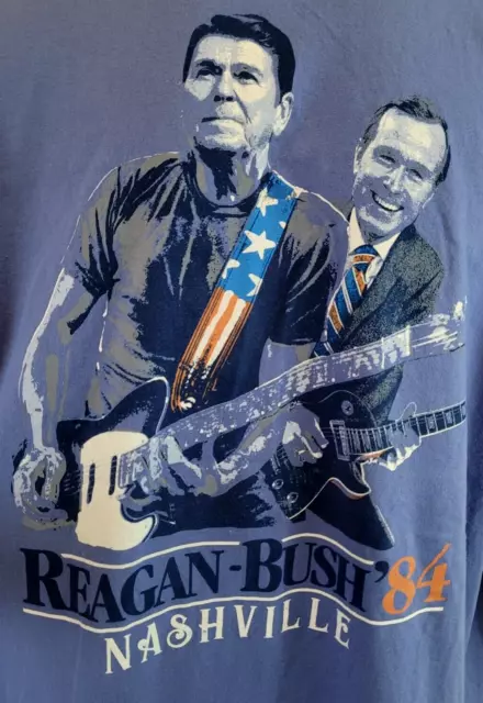Reagan Bush '84 Nashville Mens 2X US Presidential Guitar Country Music T-Shirt