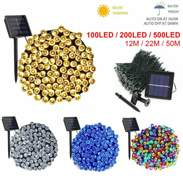 100/200/500LED Solar Power Fairy Lights String Outdoor Xmas Party Garden Wedding