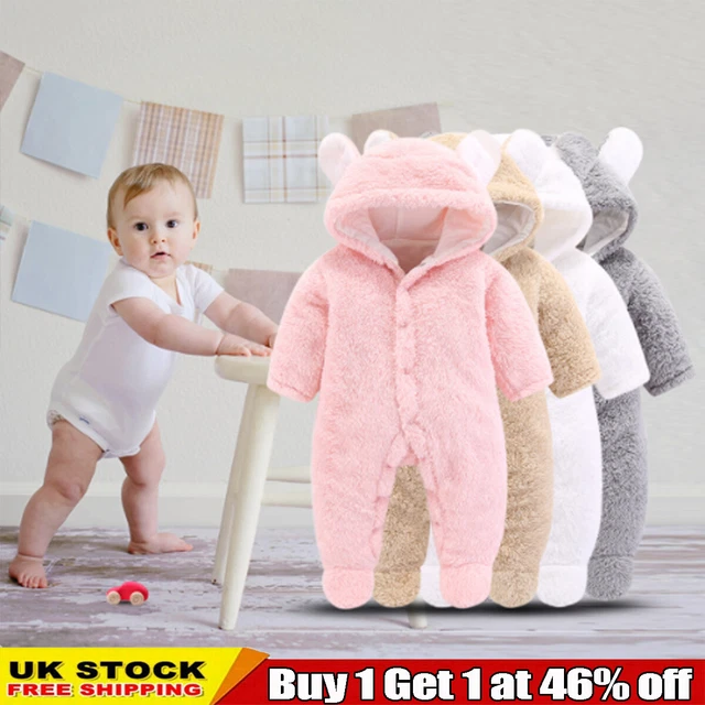 Newborn Baby Boy Girl Kids Bear Hooded Romper Jumpsuit Outfit Clothes Outfits