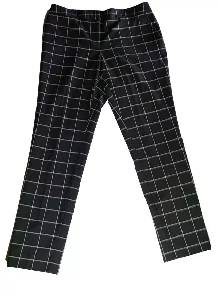 Vince Camuto Black White Windowpane Plaid Check Pants Womens Sz 6