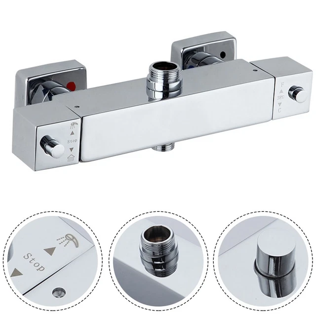 2 MODES THERMOSTATIC Exposed Bar Shower Mixer Valve Tap Chrome Top 1/2
