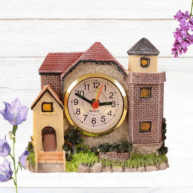 1 pieza Villa Castillo Reloj Alarma Antigua Tiempos Romanos Castillo Reloj Alarma Exquisito