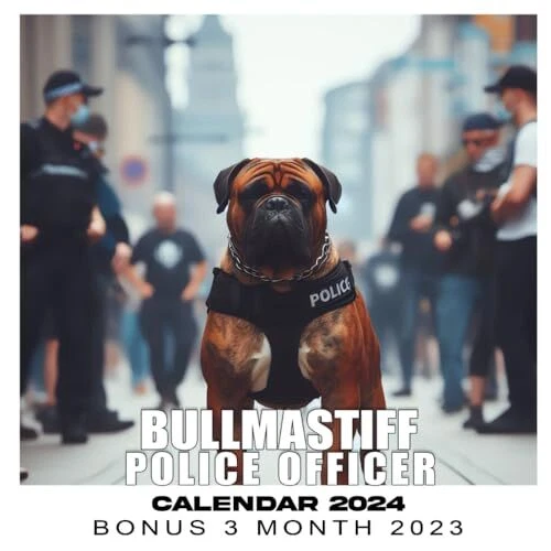 BULLMASTIFF POLICE OFFICER Calendar 2024 Jan 2024 to Dec 2024 Bonus 3