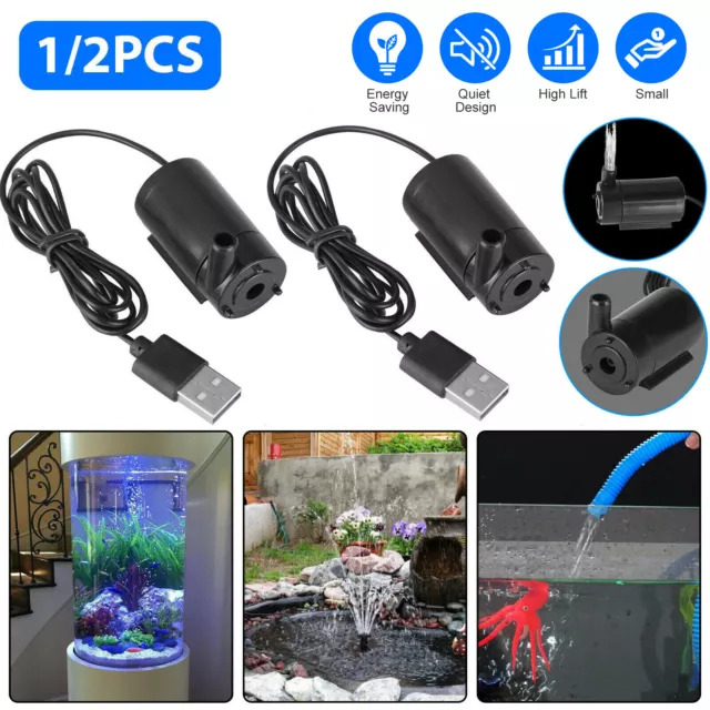 Small Water Pump Mini Mute Submersible USB 5V 1M Cable Garden Home Fountain Tool