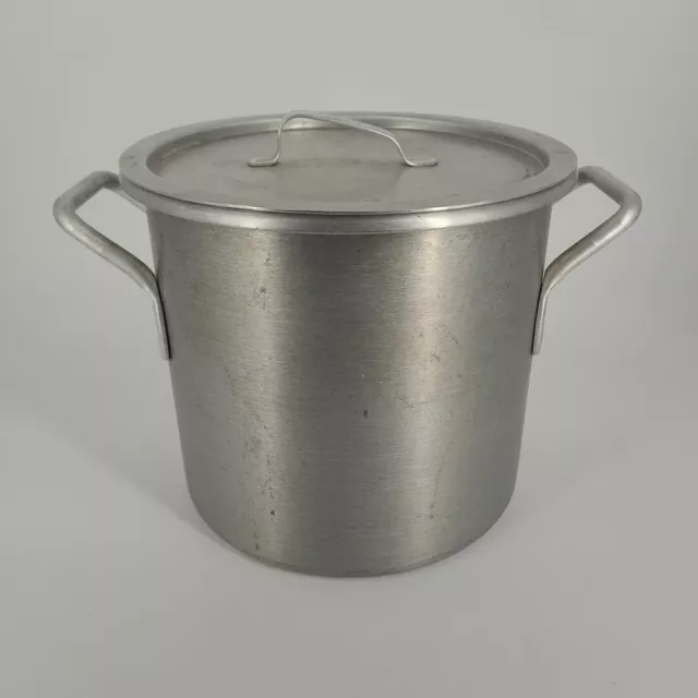 Vintage Wear-Ever Aluminum Stock Pot Pan #4302 W/Lid  9 QT Commercial Grade USA