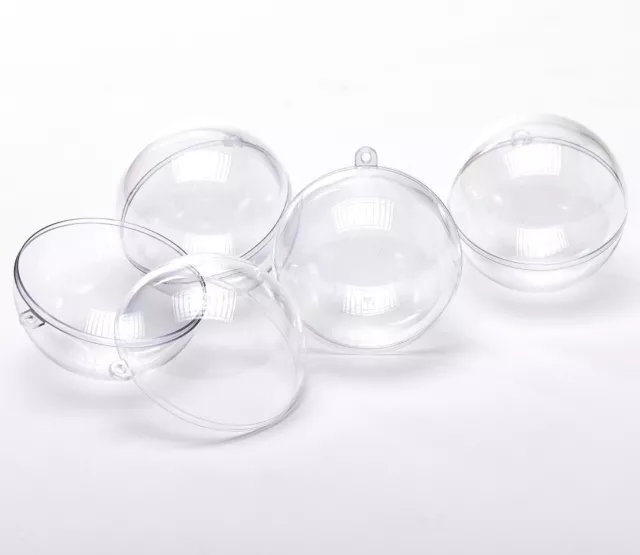 2 Part Clear Plastic Bauble Acrylic Transparent Sphere Ball - Christmas Craft