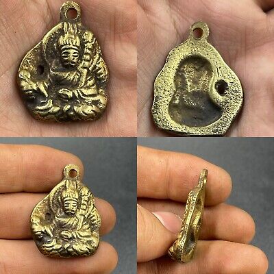 Vintage Near Eastern Old Bronze Budha Figure Amulet