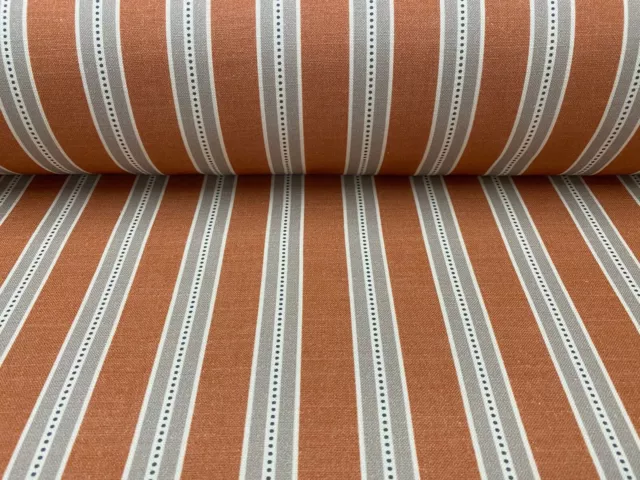 Holm  Stripe Panama Cotton Tangerine 140cm wide  Oslo  Curtain/Craft Fabric