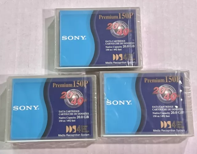 Sony Premium 150P Data Cartridges 20gb 40gb Lot Of 3 NEW DGD150P 150m/492ft