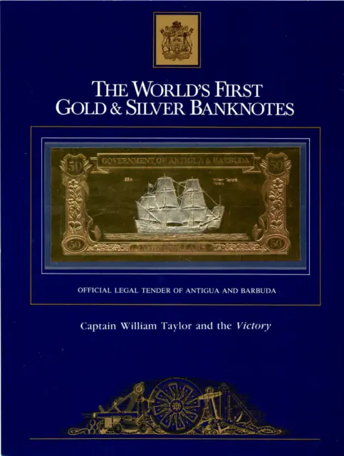 23kt Gold & Silver UNC $50 Antigua 1981 - Captain William Taylor & the Victory