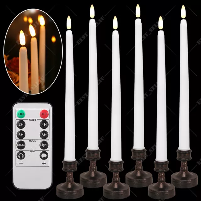 6PCS LED Flameless Taper Candles Lights Flickering Battery Operated Party Decor