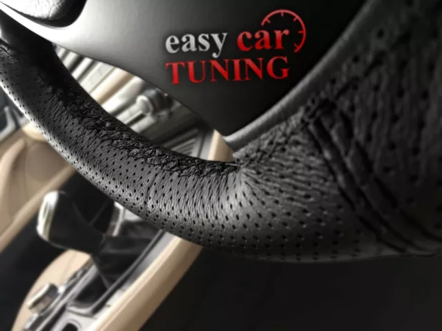 For Jeep Grand Cherokee WJ Black Perforated Genuine Leather Steering Wheel Cover 2