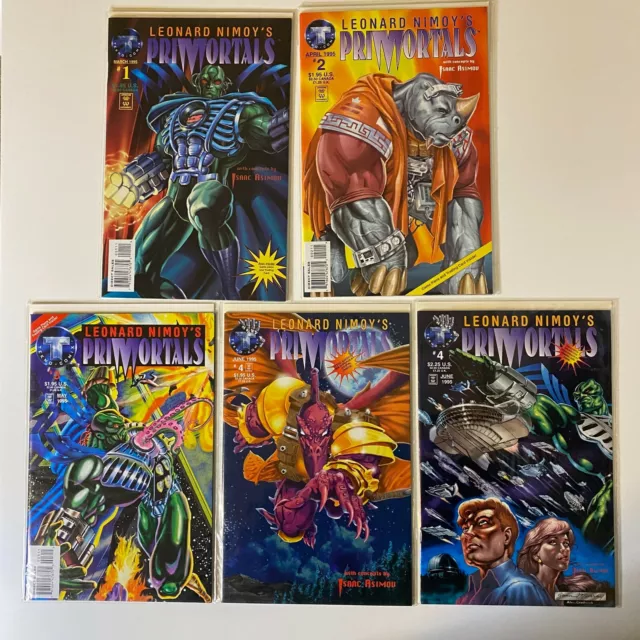 Tekno Comix Leonard Nimoy's PRIMORTALS #1-4 + Variant w/ Game Piece & Card 1995