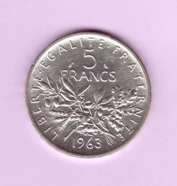 5 Francs FRANCE 1963, Semeuse en Argent, TTB / LF 340/7