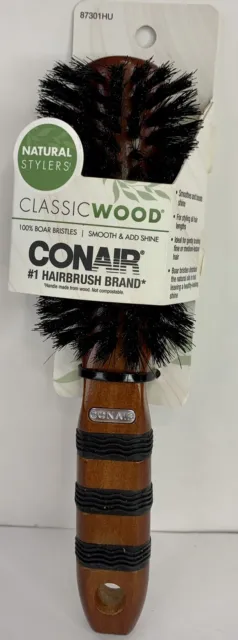 Conair Classic Wood Bristle Brush Natural Stylers - New With tags