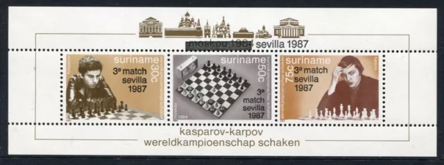 Surinam 1987 Schach Chess Karpov Kasparov Block 46 Postfrisch MNH