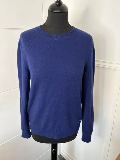 A.P.C Blue Wool Crew Neck Jumper Pullover XS Sweater APC