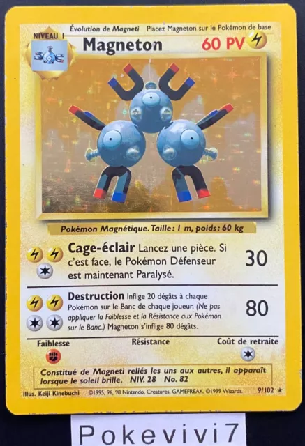 Pokemon Card MAGNETON 9/102 Holo Base Set Wizards FR