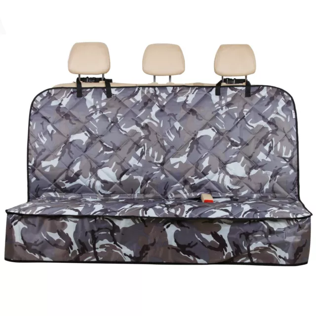FOR VOLKSWAGEN FOX - Grey Camouflage Quilted Pet Cat Dog Rear Seat Cover