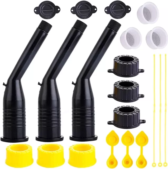 Gas Can Spout Replacement Kit Flexible Pour Nozzle with Gasket Stopper Vent  Cap and 2 Screw Collar Caps Compatible for Old Style Container 1 2 5