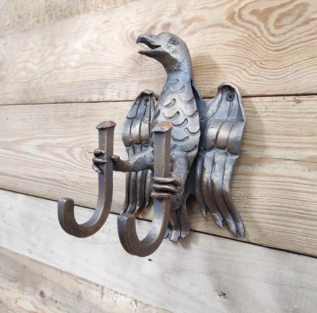 Double wall Hook, strong forged hook, metal clothes hook Eagle, handmade