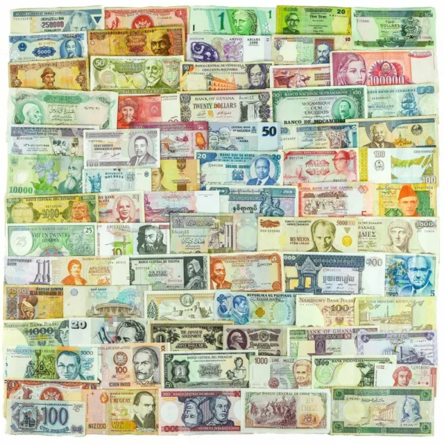 100 Different Banknotes | Real Valuable Paper Money | Old World Currency