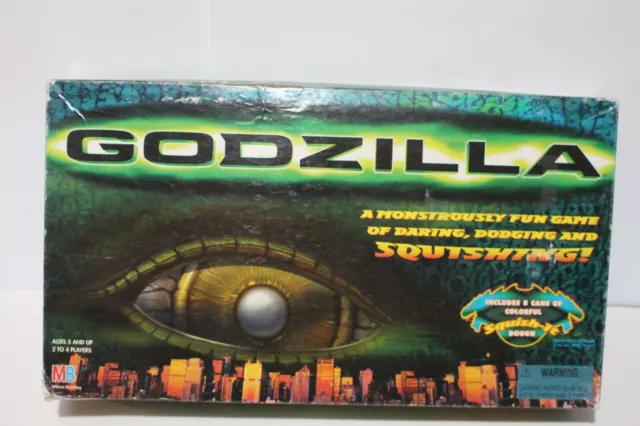 Vintage Godzilla Board Game Milton Bradley 1998 3D Game Play Doh Compatible