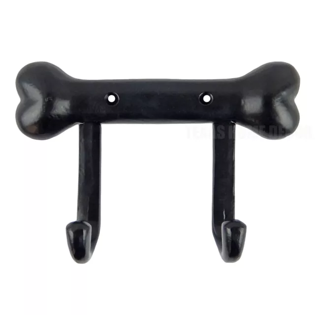 Cast Iron Dog Bone Leash Holder Hook Wall Mounted Coat Towel Key Hanger Black