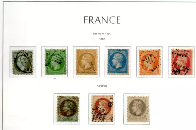 FRANCE ! PAGE LEUCHTTURM de Timbres anciens NAPOLEON et CERES de 1862 à 1871 2