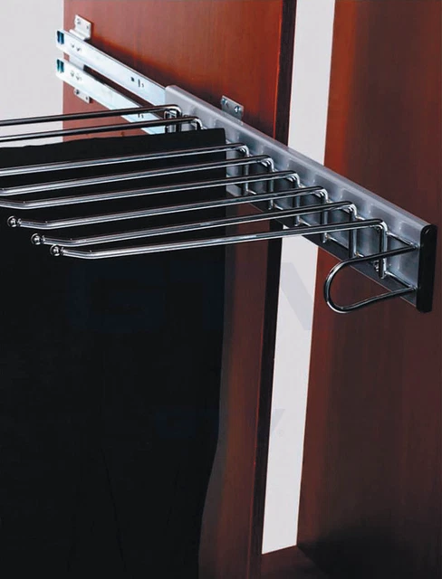 Pull out Clothes Hanger Trouser Rack Extending Rail Wardrobe Storage Organiser