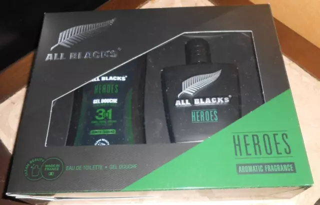 coffret homme rugby ALL BLACKS HEROES eau de toilette + gel douche, neuf