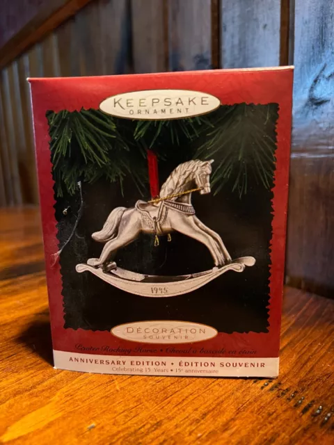 Vintage HALLMARK Keepsake Ornament Pewter Rocking Horse Anniversary Edition 3