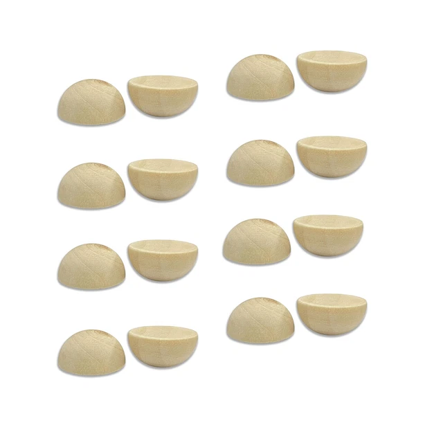 200 Pieces 1 Inch Wooden Split Balls Half Round Wood Beads Unfinished