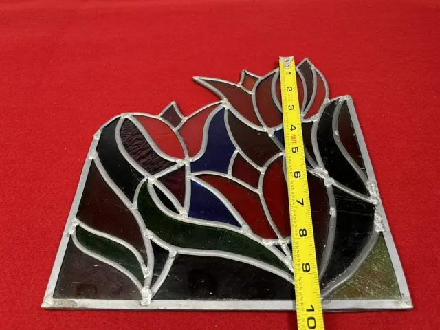 Stained Glass Tulip Flower Panel 9.5”x9 3/4” 2