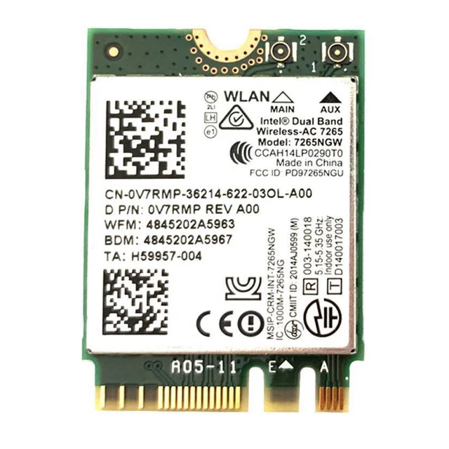 Scheda Di Rete Intel AC 7265NGW M.2 Dual Band WiFi + Bluetooth 4.2 Per Laptop