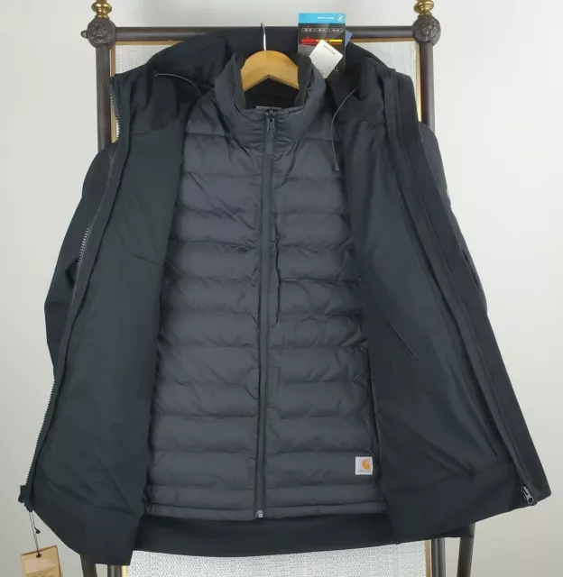 NEW $229 CARHARTT Size Medium Womens 3 in 1 Black Canvas + Insulated Jacket Coat