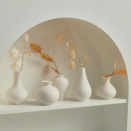 White Ceramic Vase Set 5 Mini Vases Nordic Vases Small Vases Bud Vase Room Decor