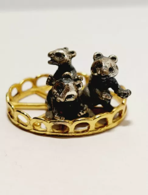 Vintage Sterling Silver 925 Italian made miniature Bear Cubs Super Rare !!